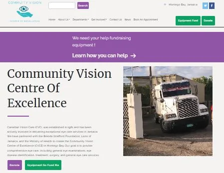 CVC website home page with purple and green colors